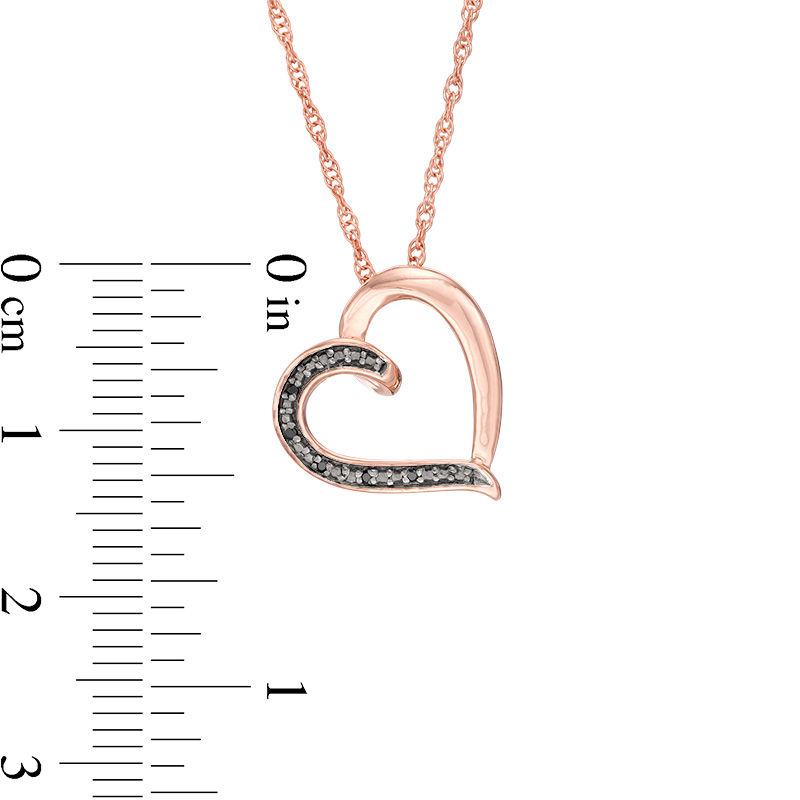 Black Diamond Accent Tilted Loop Heart Outline Pendant in 10K Rose Gold|Peoples Jewellers