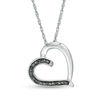 Thumbnail Image 0 of Black Diamond Accent Tilted Loop Heart Outline Pendant in 10K White Gold