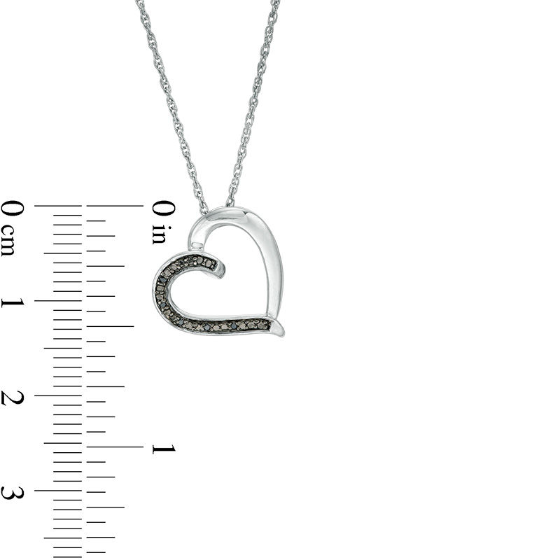 Black Diamond Accent Tilted Loop Heart Outline Pendant in 10K Gold|Peoples Jewellers