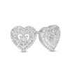 Thumbnail Image 0 of 0.085 CT. T.W. Diamond Double Heart Frame Stud Earrings in Sterling Silver