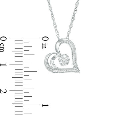 0.065 CT. T.W. Diamond Flower and Heart Outline Pendant in 10K Gold