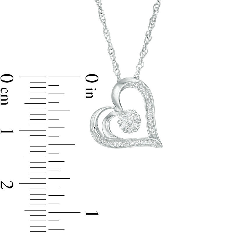 0.065 CT. T.W. Diamond Flower and Heart Outline Pendant in 10K White Gold