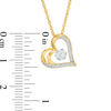 Thumbnail Image 3 of 0.065 CT. T.W. Diamond Flower and Heart Outline Pendant in 10K Gold