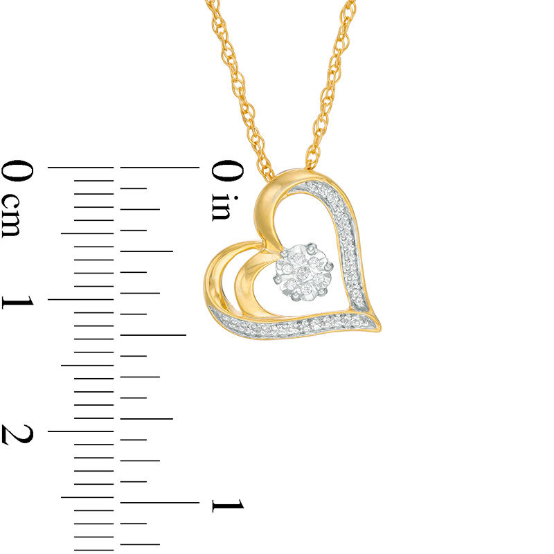 0.065 CT. T.W. Diamond Flower and Heart Outline Pendant in 10K Gold|Peoples Jewellers
