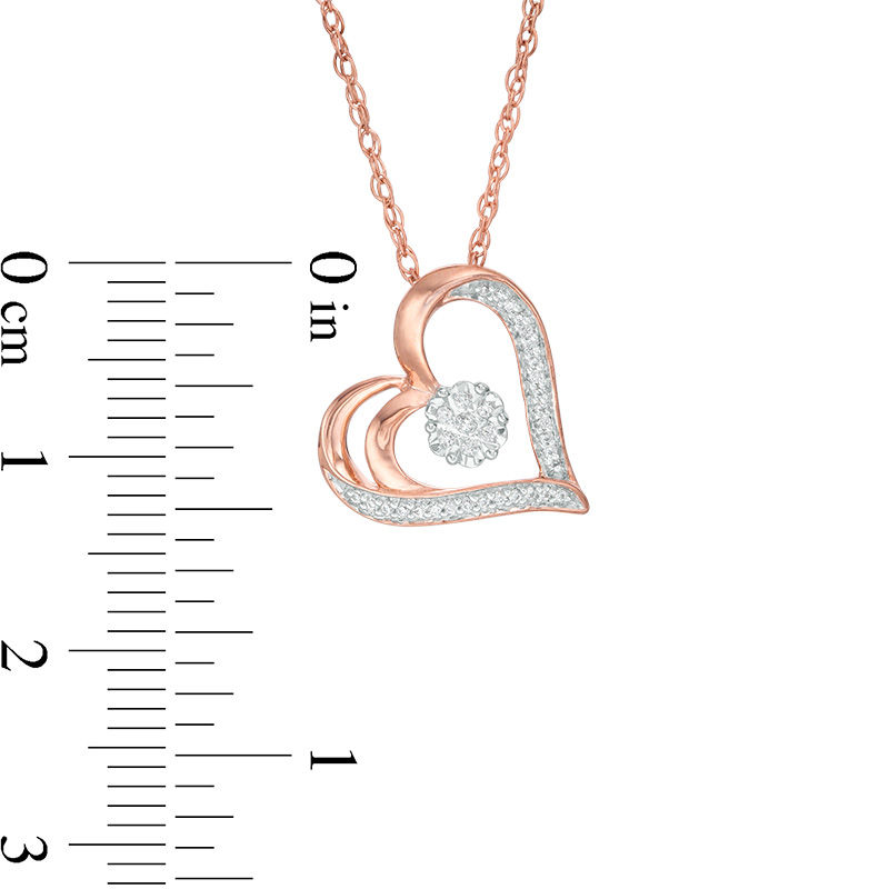 0.065 CT. T.W. Diamond Flower and Heart Outline Pendant in 10K Rose Gold|Peoples Jewellers