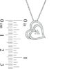 Thumbnail Image 2 of 0.085 CT. T.W. Diamond Tilted Double Heart Pendant in 10K White Gold