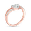 Thumbnail Image 2 of 0.116 CT. T.W. Diamond Heart Frame Split Shank Promise Ring in 10K Rose Gold