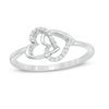 Thumbnail Image 0 of 0.04 CT. T.W. Diamond Interlocking Hearts Ring in 10K White Gold