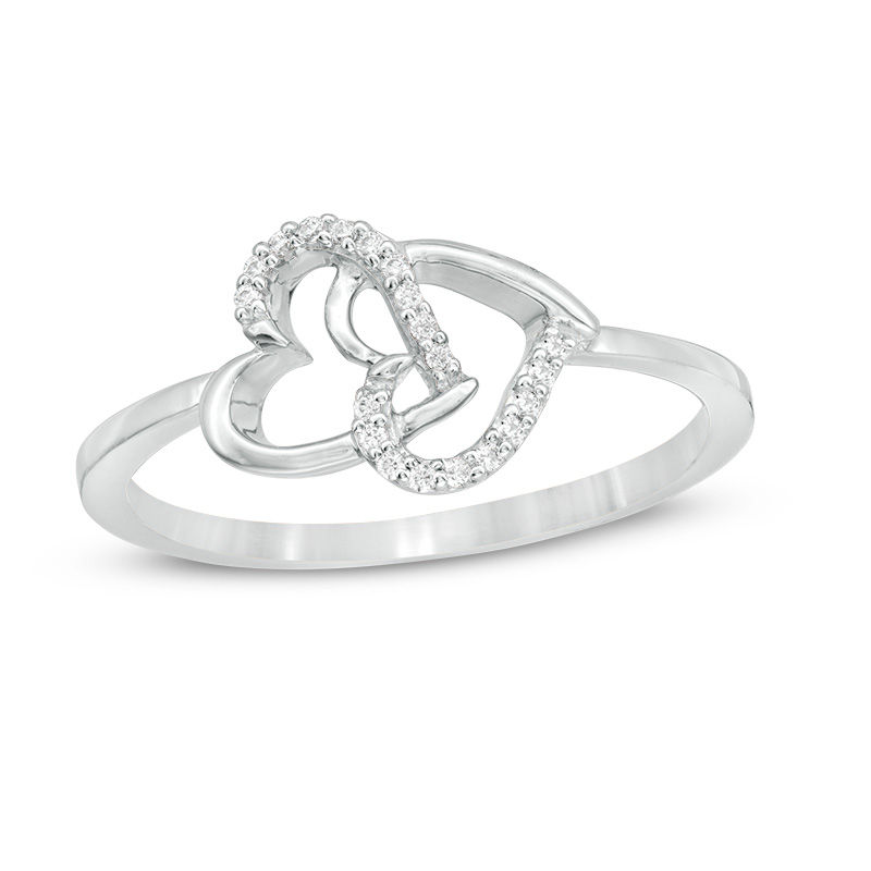 0.04 CT. T.W. Diamond Interlocking Hearts Ring in 10K Gold|Peoples Jewellers