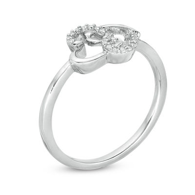 0.04 CT. T.W. Diamond Interlocking Hearts Ring in 10K Gold