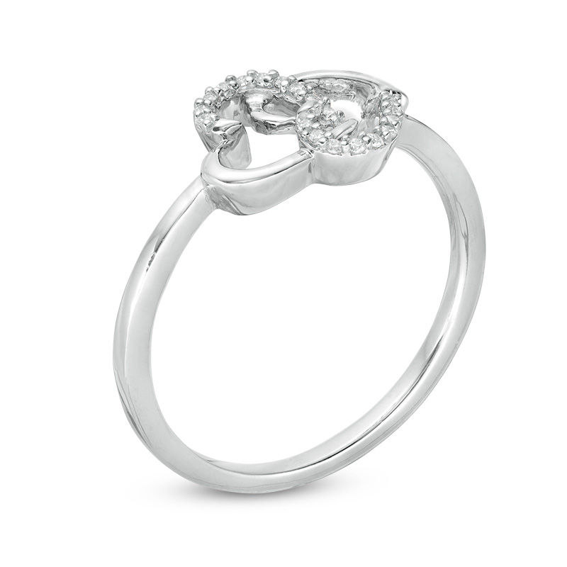 0.04 CT. T.W. Diamond Interlocking Hearts Ring in 10K White Gold