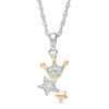 0.04 CT. T.W. Diamond Crown and Star Pendant in Sterling Silver and 10K Gold