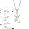 0.04 CT. T.W. Diamond Crown and Star Pendant in Sterling Silver and 10K Gold