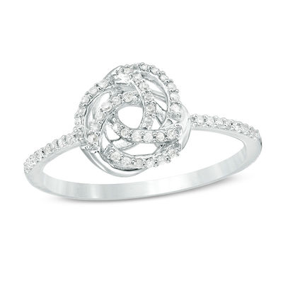 0.145 CT. T.W. Diamond Love Knot Ring in 10K White Gold