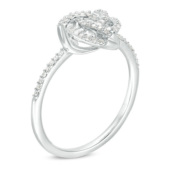 0.145 CT. T.W. Diamond Love Knot Ring in 10K White Gold