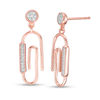 Thumbnail Image 0 of 0.065 CT. T.W. Diamond Paper Clip Vintage-Style Drop Earrings in Sterling Silver with 14K Rose Gold Plate