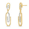 Thumbnail Image 0 of 0.066 CT. T.W Diamond Paper Clip Drop Earrings in Sterling Silver with 14K Gold Plate