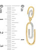 Thumbnail Image 2 of 0.066 CT. T.W Diamond Paper Clip Drop Earrings in Sterling Silver with 14K Gold Plate