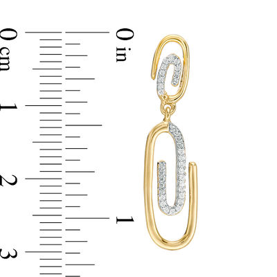 0.066 CT. T.W Diamond Paper Clip Drop Earrings in Sterling Silver with 14K Gold Plate