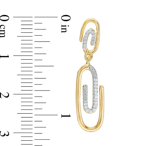 0.066 CT. T.W Diamond Paper Clip Drop Earrings in Sterling Silver with 14K Gold Plate