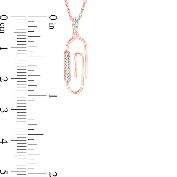 0.04 CT. T.W. Diamond Paper Clip Pendant in Sterling Silver with 14K Rose Gold Plate