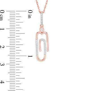 0.065 CT. T.W. Diamond Paper Clip Drop Pendant in 10K Rose Gold