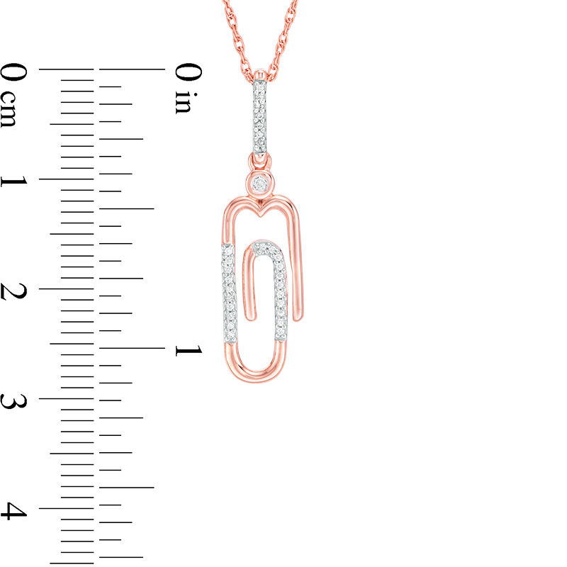 0.065 CT. T.W. Diamond Paper Clip Drop Pendant in 10K Rose Gold|Peoples Jewellers