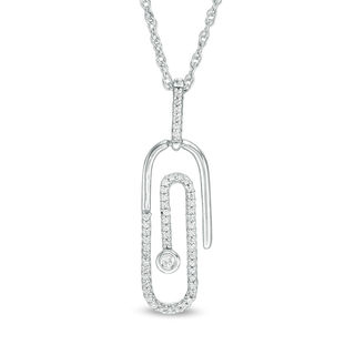 0.085 CT. T.W. Diamond Paper Clip Pendant in Sterling Silver