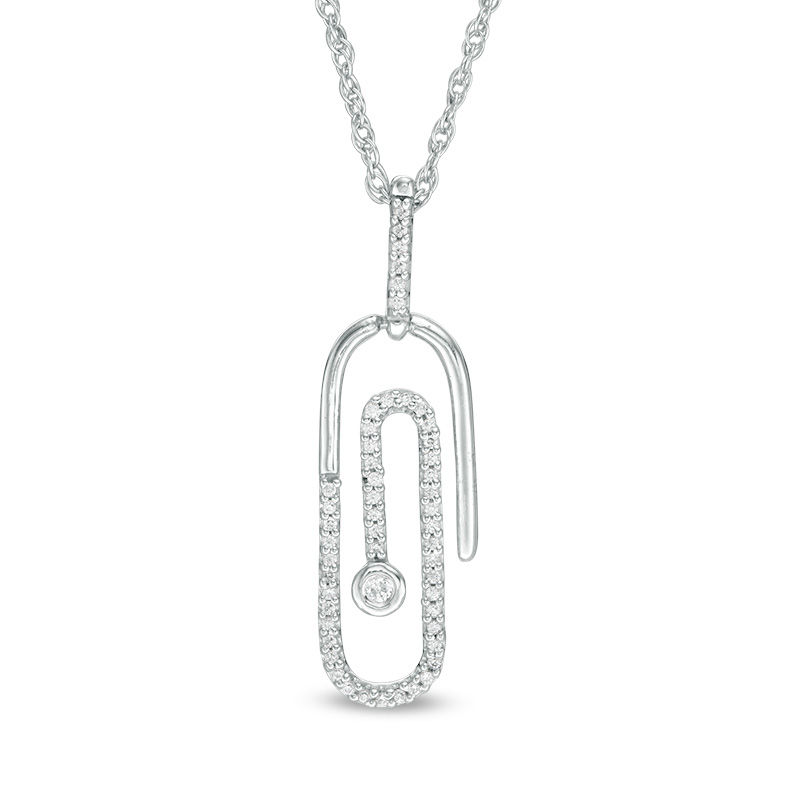 0.085 CT. T.W. Diamond Paper Clip Pendant in Sterling Silver|Peoples Jewellers