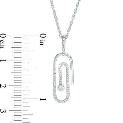 0.085 CT. T.W. Diamond Paper Clip Pendant in Sterling Silver