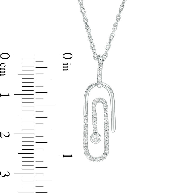 0.085 CT. T.W. Diamond Paper Clip Pendant in Sterling Silver