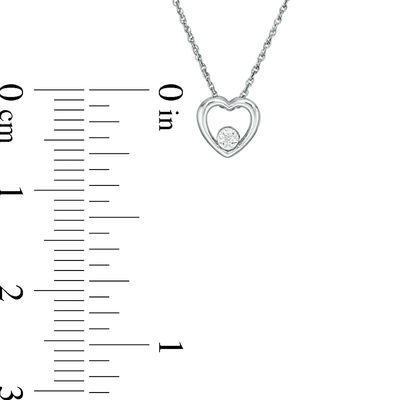 Diamond Accent Solitaire Heart Pendant and Stud Earrings Set in Sterling Silver