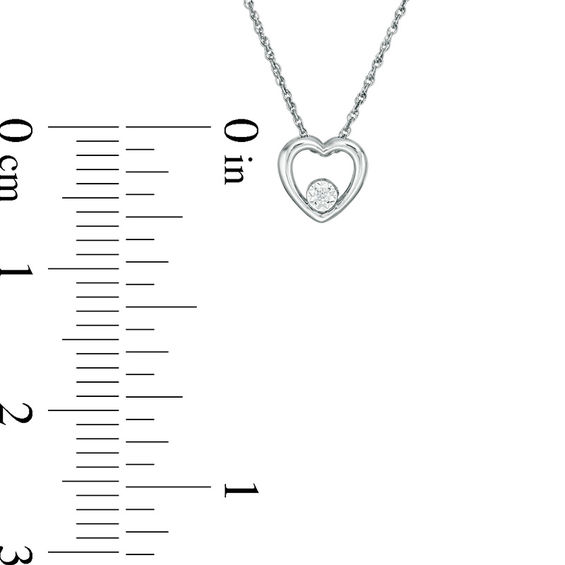 Diamond Accent Solitaire Heart Pendant and Stud Earrings Set in Sterling Silver