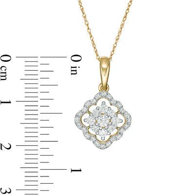 0.50 CT. T.W. Diamond Scallop Frame Pendant in 10K Gold