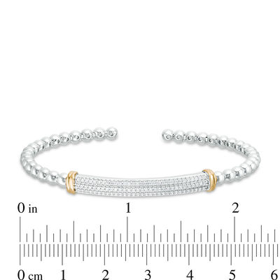 0.25 CT. T.W. Diamond Double Row Collar and Beaded Flex Bangle in Sterling Silver with 10K Gold