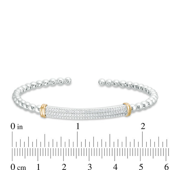 0.25 CT. T.W. Diamond Double Row Collar and Beaded Flex Bangle in Sterling Silver with 10K Gold