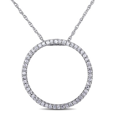 CT. T.W. Diamond Open Circle Pendant in 10K White Gold