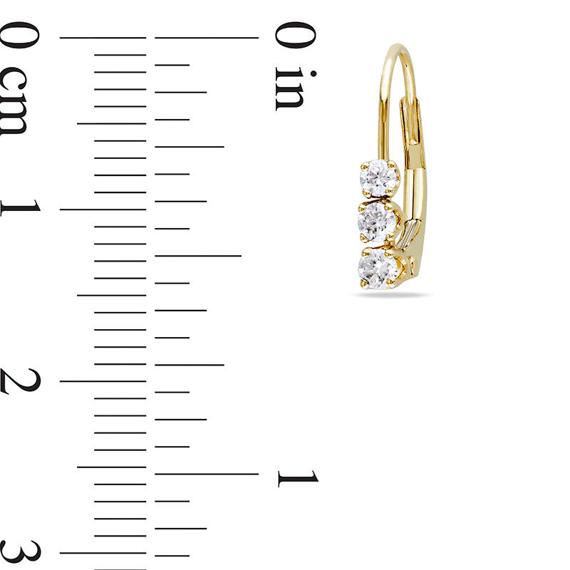0.24 CT. T.W. Diamond Three Stone Drop Earrings in 14K Gold|Peoples Jewellers
