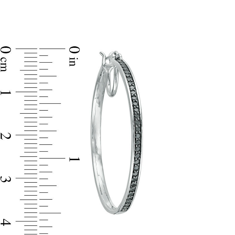 0.95 CT. T.W. Black Diamond Hoop Earrings in Sterling Silver
