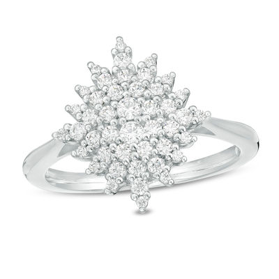 Peoples 100-Year Anniversary 0.50 CT. T.W. Diamond Snowflake Ring in 10K White Gold