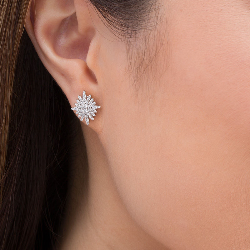 Peoples 100-Year Anniversary 0.50 CT. T.W. Diamond Snowflake Stud Earrings in 10K White Gold|Peoples Jewellers