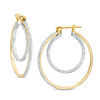 Thumbnail Image 0 of 0.45 CT. T.W. Diamond Double Hoop Earrings in Sterling Silver with 14K Gold Plate