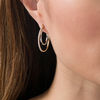Thumbnail Image 1 of 0.45 CT. T.W. Diamond Double Hoop Earrings in Sterling Silver with 14K Gold Plate