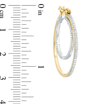 0.45 CT. T.W. Diamond Double Hoop Earrings in Sterling Silver with 14K Gold Plate