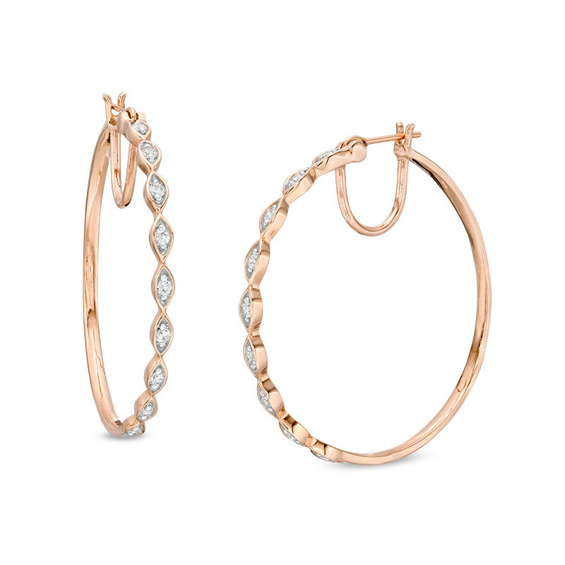 0.29 CT. T.W. Diamond Marquise Hoop Earrings in 10K Rose Gold|Peoples Jewellers