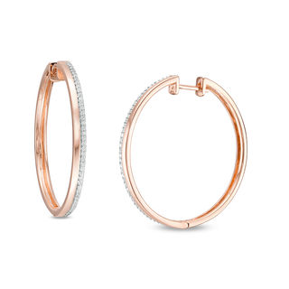 0.23 CT. T.W. Diamond Double Row Hoop Earrings in 10K Rose Gold