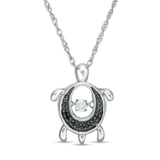 Unstoppable Love™ 0.04 CT. T.W. Enhanced Black and White Diamond Turtle Pendant in Sterling Silver