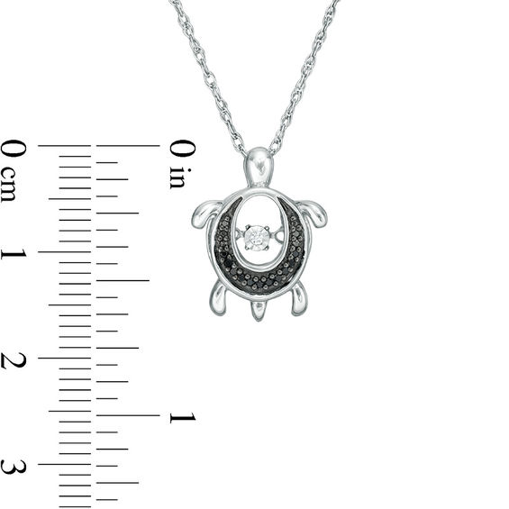 Unstoppable Love™ 0.04 CT. T.W. Enhanced Black and White Diamond Turtle Pendant in Sterling Silver