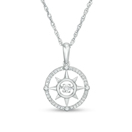 Unstoppable Love™ 0.065 CT. T.W. Diamond Compass Pendant in Sterling Silver