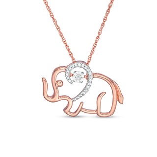 Unstoppable Love™ 0.065 CT. T.W. Diamond Elephant Outline Pendant in Sterling Silver with 14K Rose Gold Plate